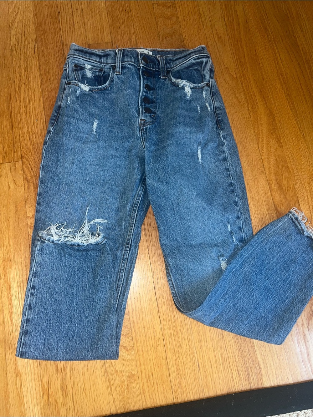 Abercrombie & Fitch Distressed Blue Straight Jeans